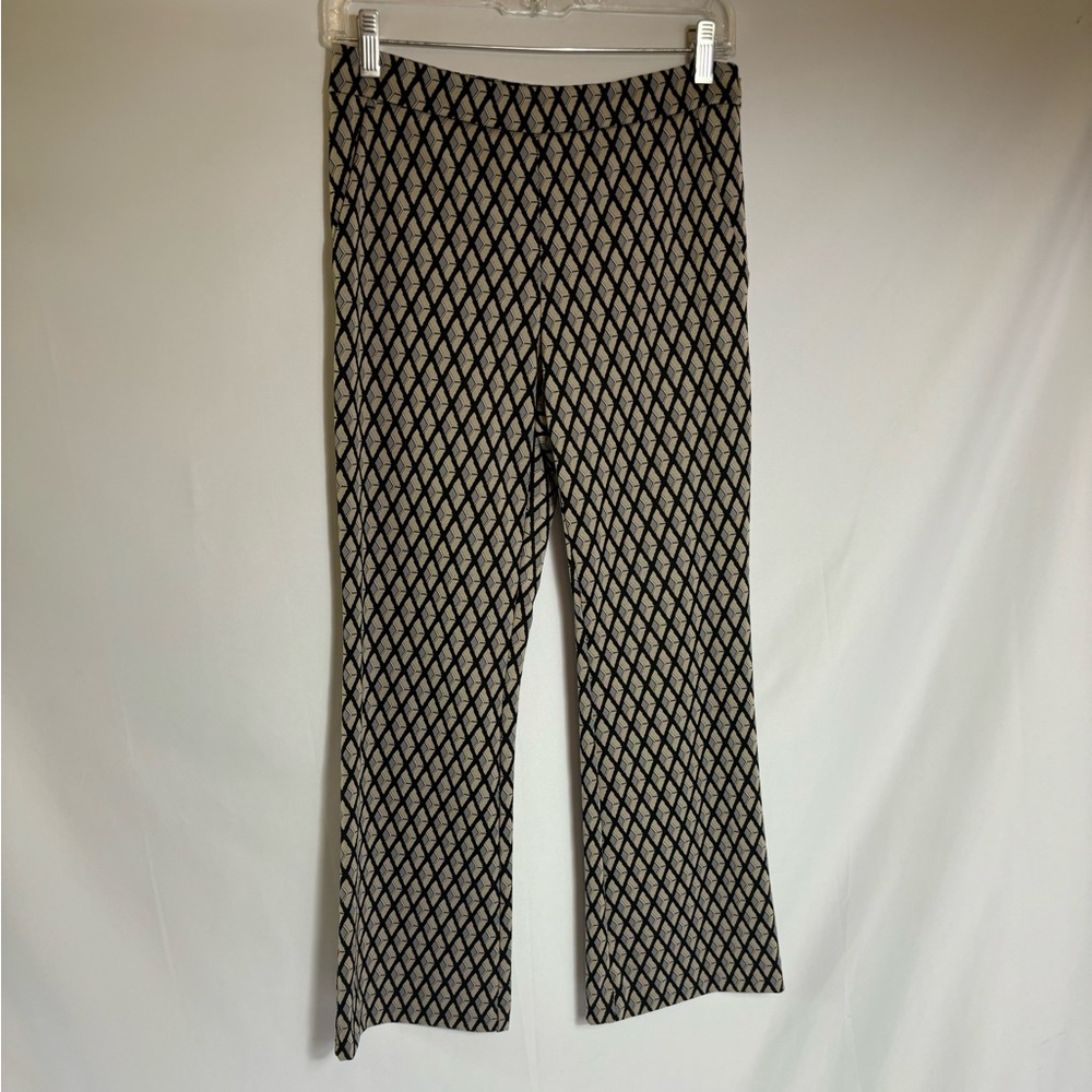 Malíparmi cropped straight leg beige and black patterned trousers, Size: 6